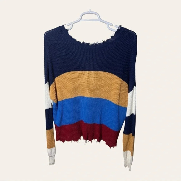 1284. Fate LONG SLEEVE SWEATER SIZE LARGE FACTORY DISTRESSING COLOR BLOCK LG.‎ - Picture 6 of 10